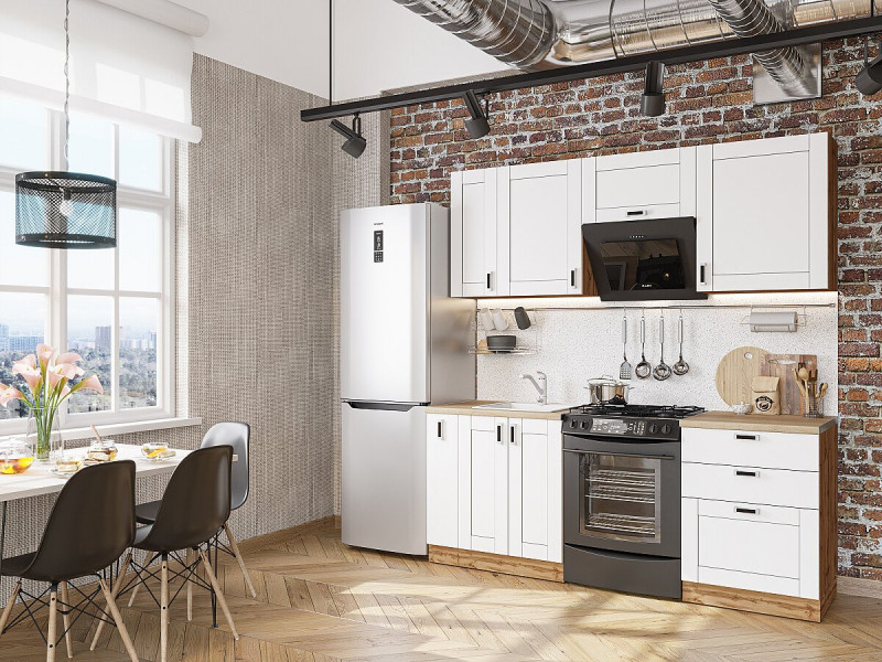 Кухня Лофт-05 Super White/Дуб Вотан 2140*2000*600
